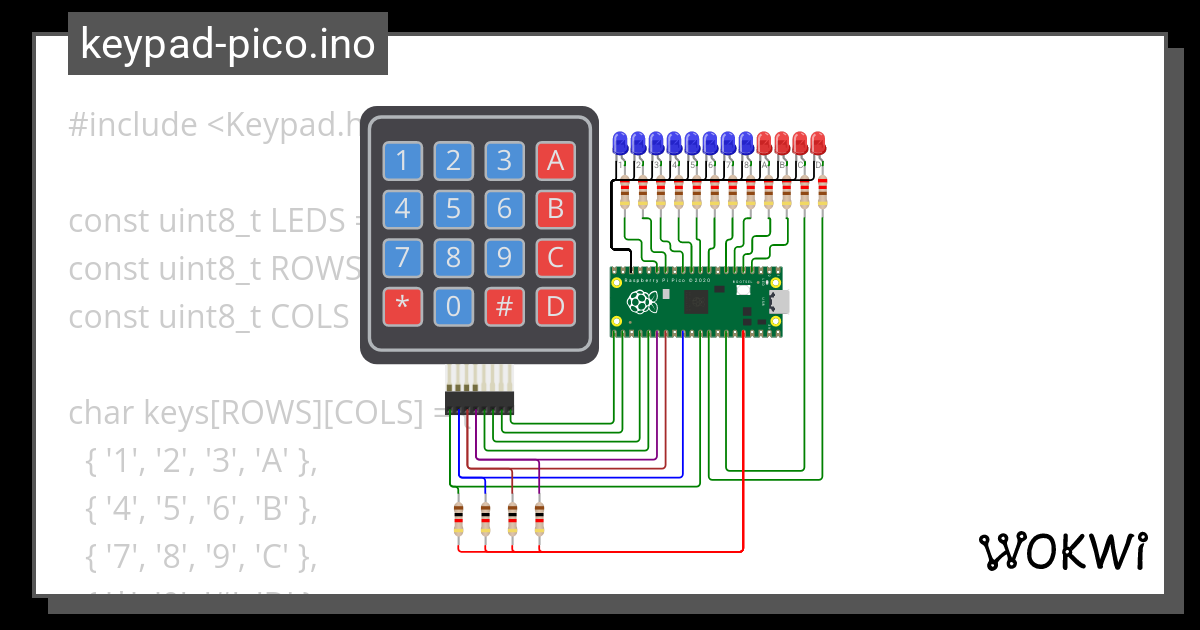 Keypad Pico Ino Wokwi ESP32 STM32 Arduino Simulator