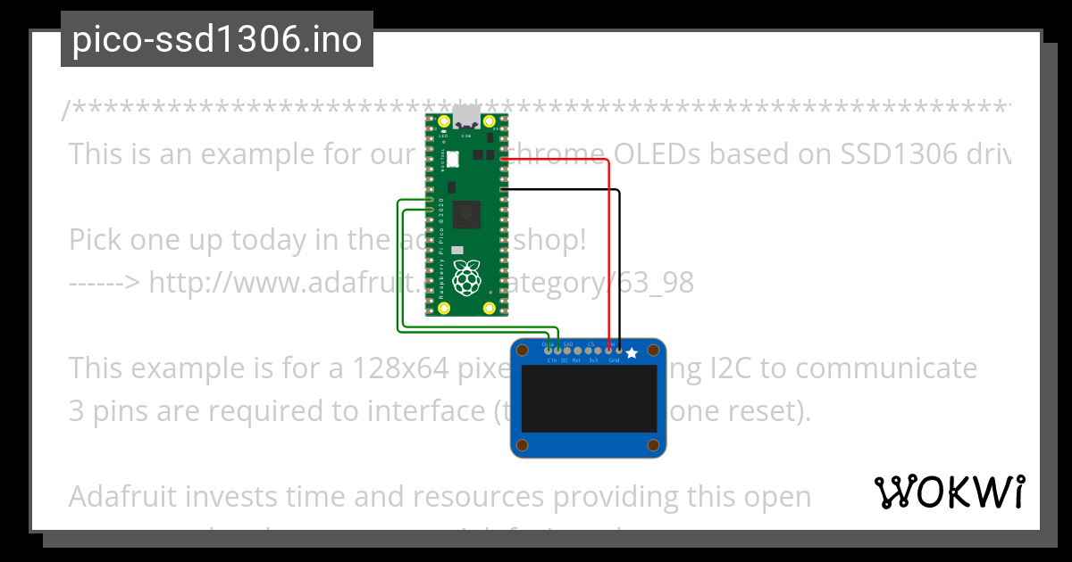 Pico Ssd1306 Ino Wokwi ESP32 STM32 Arduino Simulator