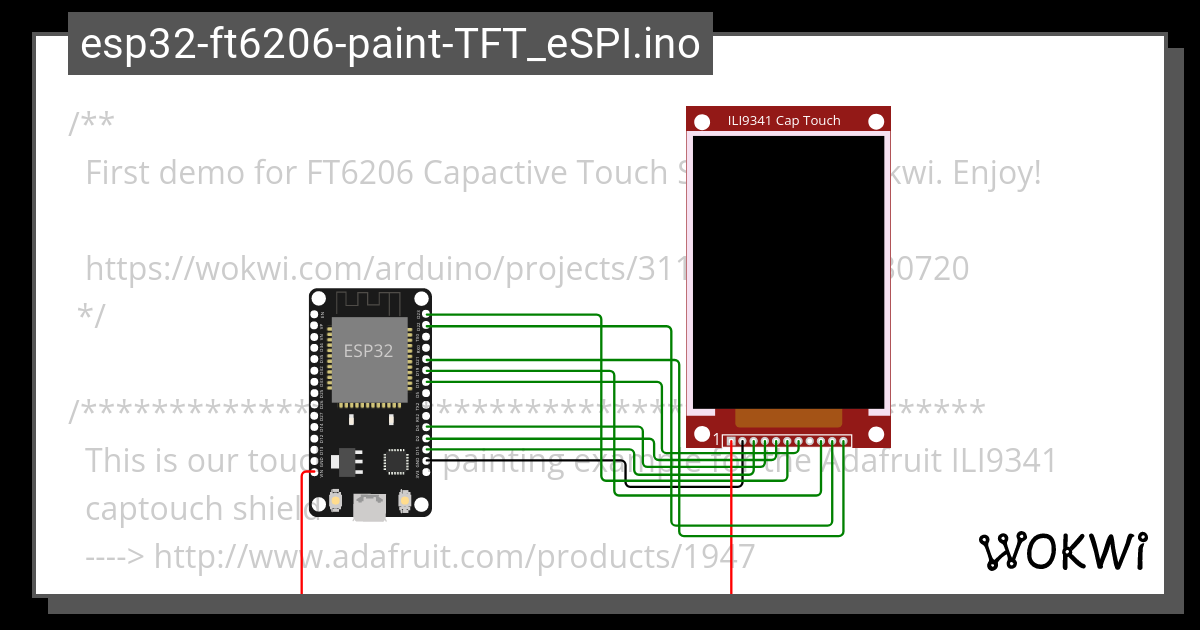 Esp32 Ft6206 Paint TFT ESPI Ino Wokwi ESP32 STM32 Arduino Simulator