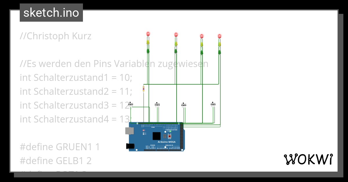 Ampel Schaltung Wokwi ESP32 STM32 Arduino Simulator