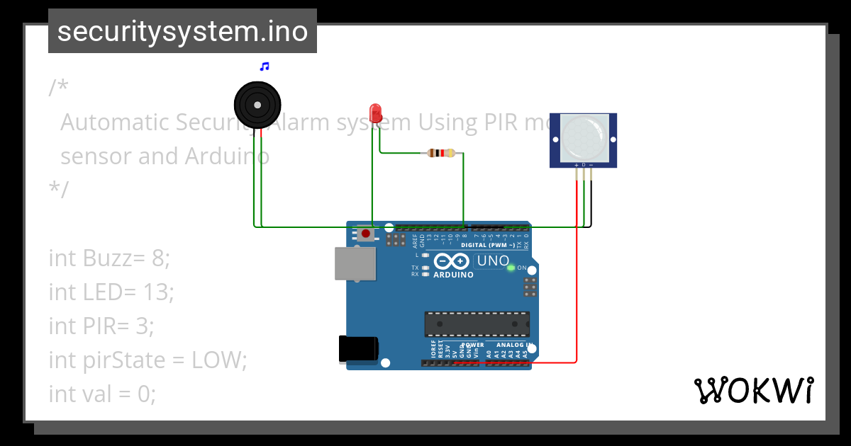 Automatic Security Alarm System Using Pir Motion Sensor And Arduino