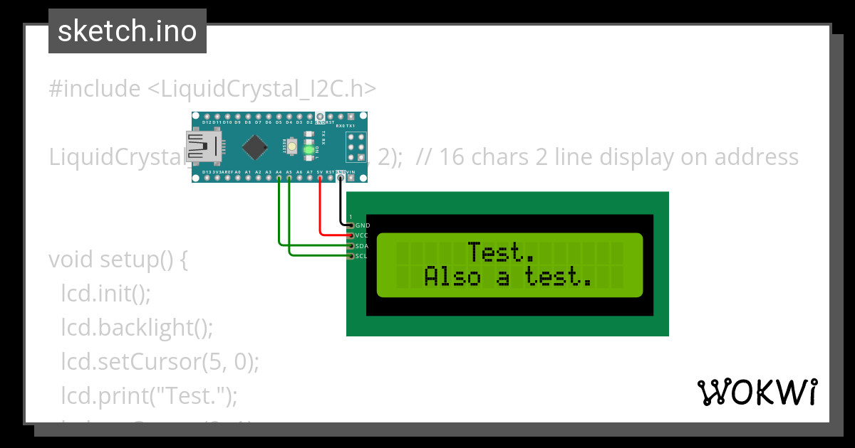 LCD I2C Test Wokwi ESP32 STM32 Arduino Simulator