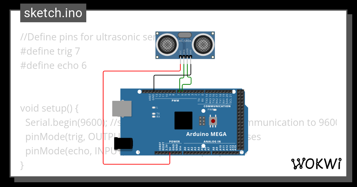 Ultrasonic Distance Sensor Wokwi ESP STM Arduino Simulator