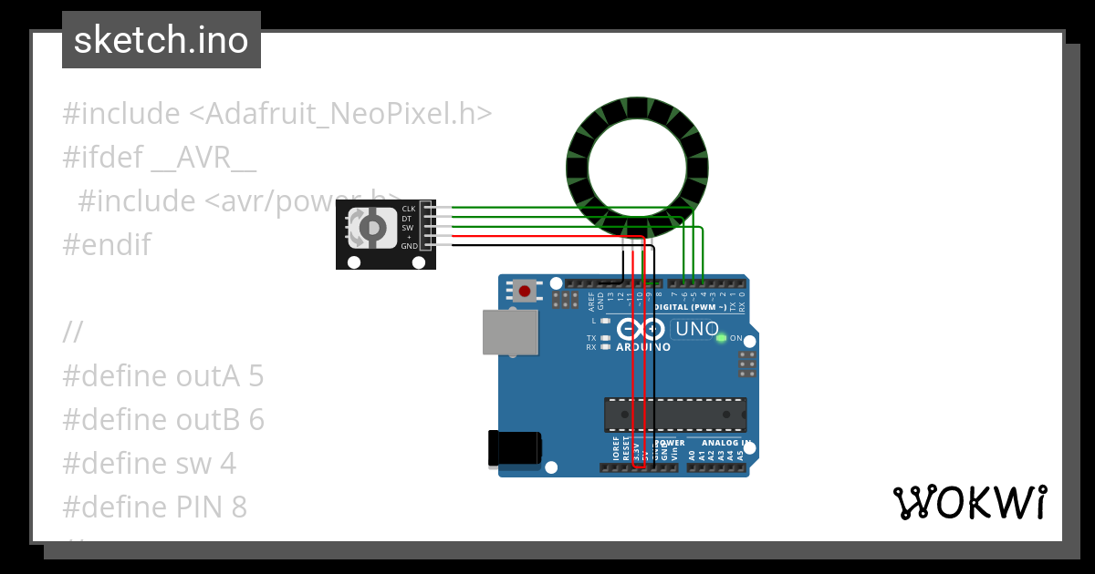 Adafruit Neopixel Rotary Encoder Ino Wokwi ESP32 STM32 Arduino