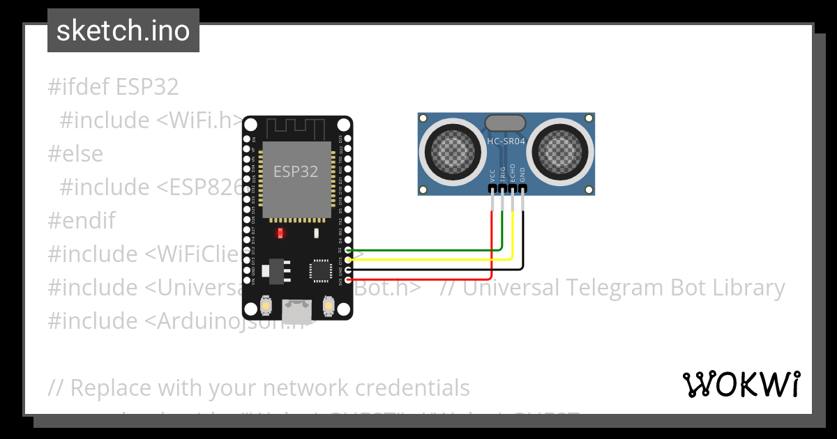 Esp Ultrasonic Telegram Wokwi Ino Wokwi Esp Stm Arduino