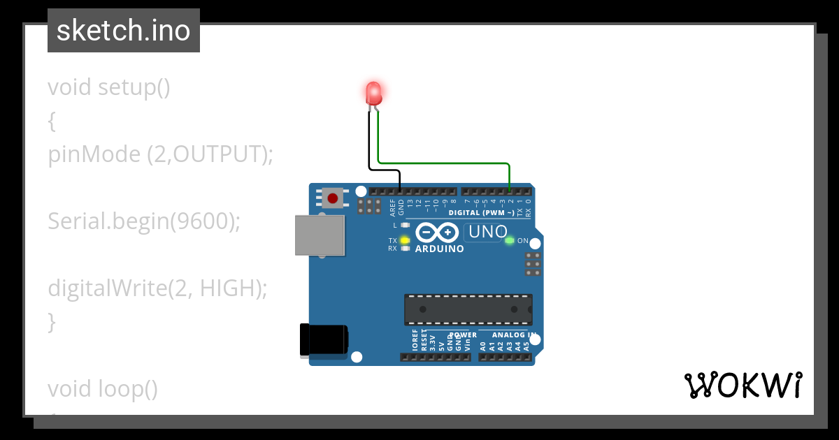 Allumer Une LED Wokwi ESP32 STM32 Arduino Simulator