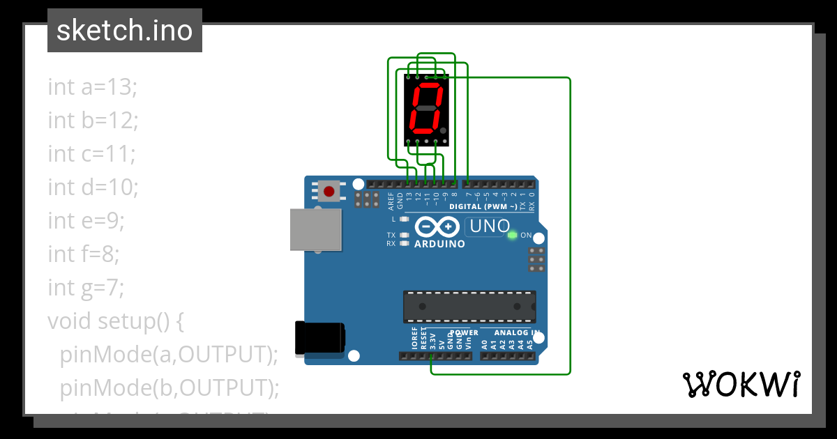 Seven Segment Display Wokwi ESP32 STM32 Arduino Simulator