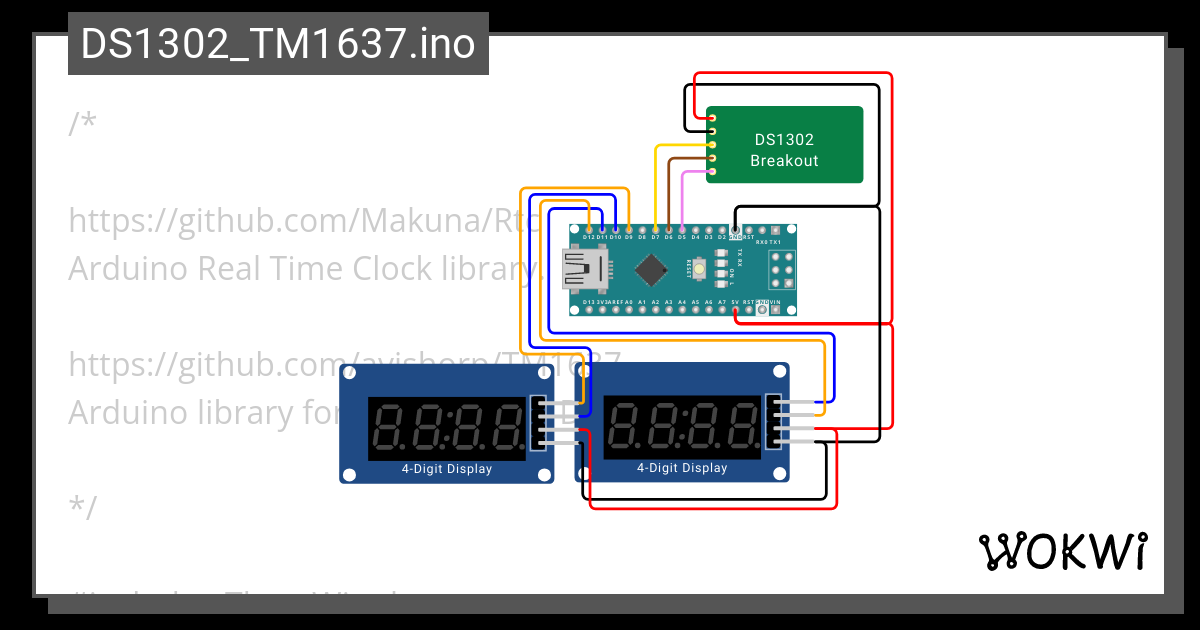 DS1302 Makuna Wokwi ESP32 STM32 Arduino Simulator