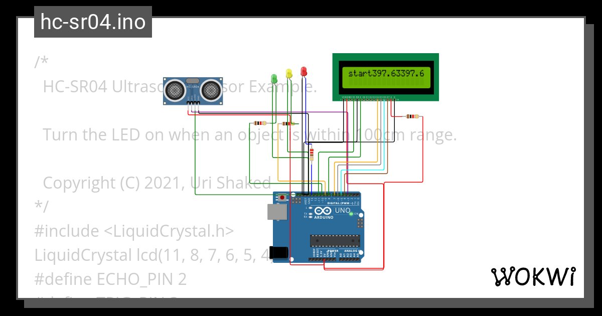 Hc Sr04 Ino Copy Wokwi ESP32 STM32 Arduino Simulator