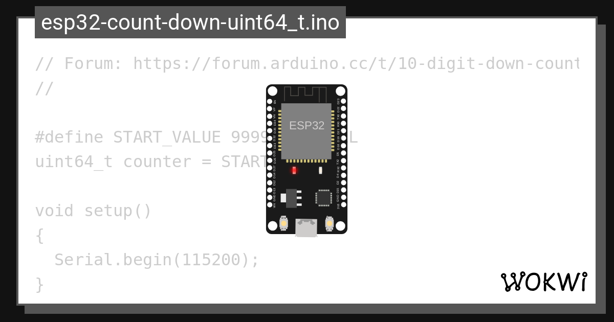 Esp Count Down With Uint T Wokwi Esp Stm Arduino Simulator