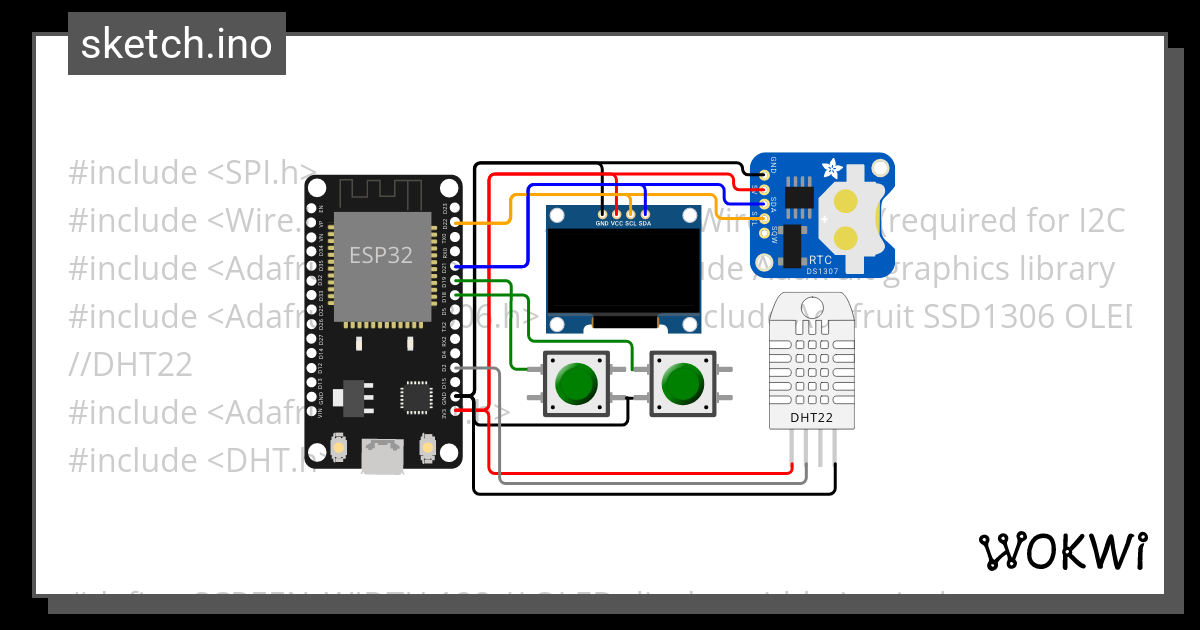 RTC 2 DHT OLED Wokwi ESP32 STM32 Arduino Simulator