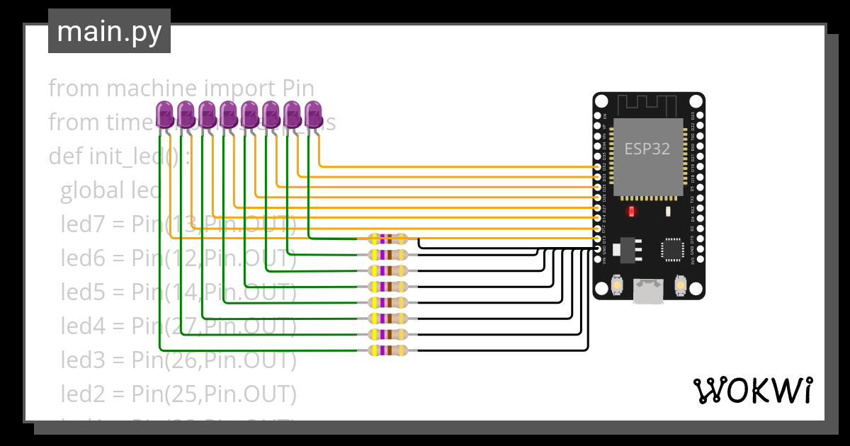 Secuencia Leds Wokwi Esp Stm Arduino Simulator