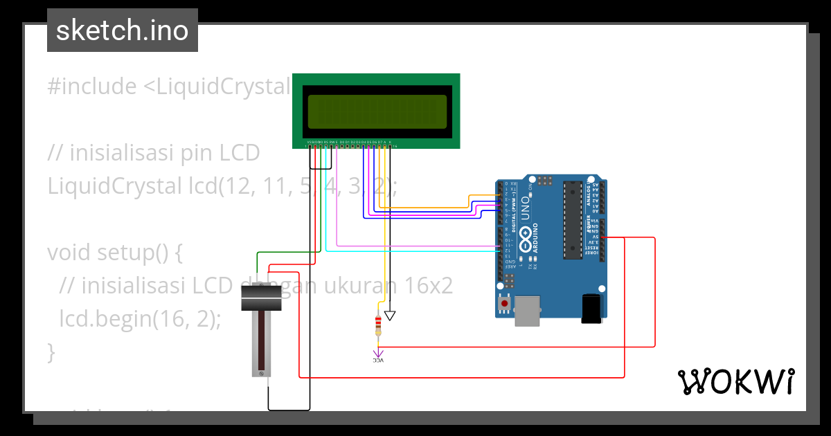 LCD 16X2 Wokwi ESP32 STM32 Arduino Simulator