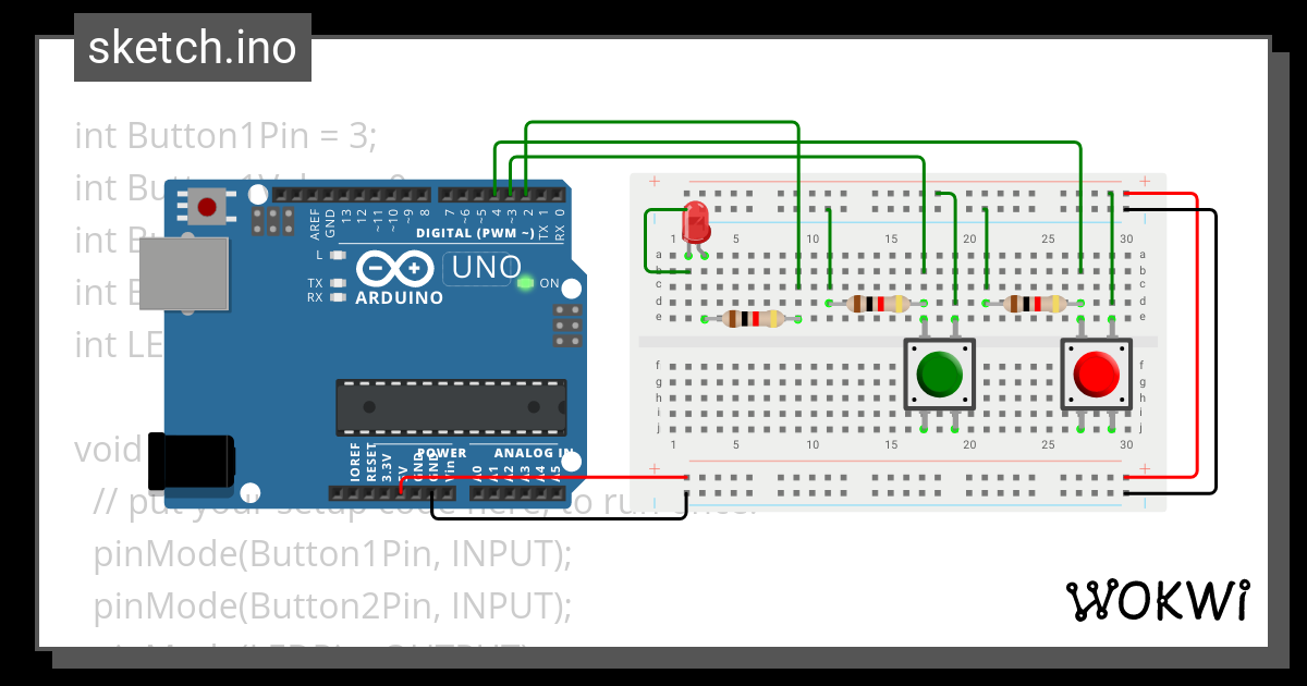 Two Push Buttons Wokwi ESP32 STM32 Arduino Simulator