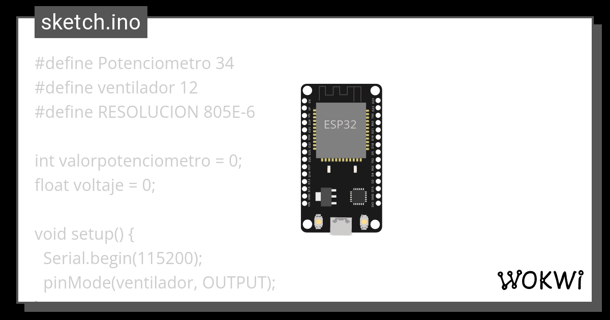 Ventilador con Potenciómetro Wokwi ESP32 STM32 Arduino Simulator