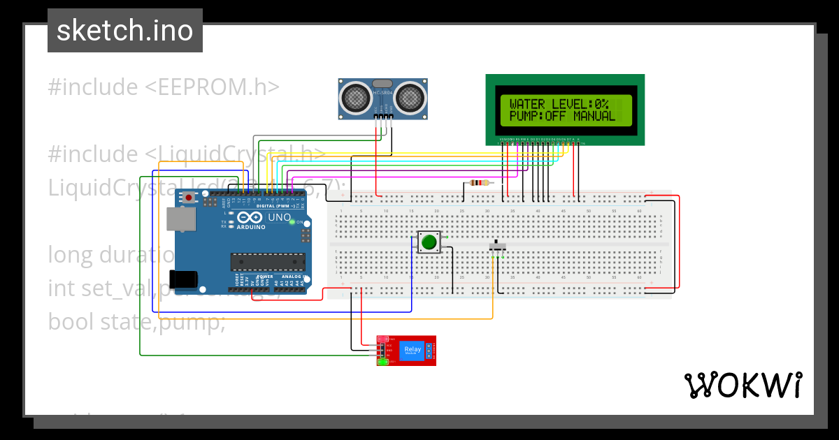 Automatic Water Level Controller Wokwi ESP32 STM32 Arduino Simulator