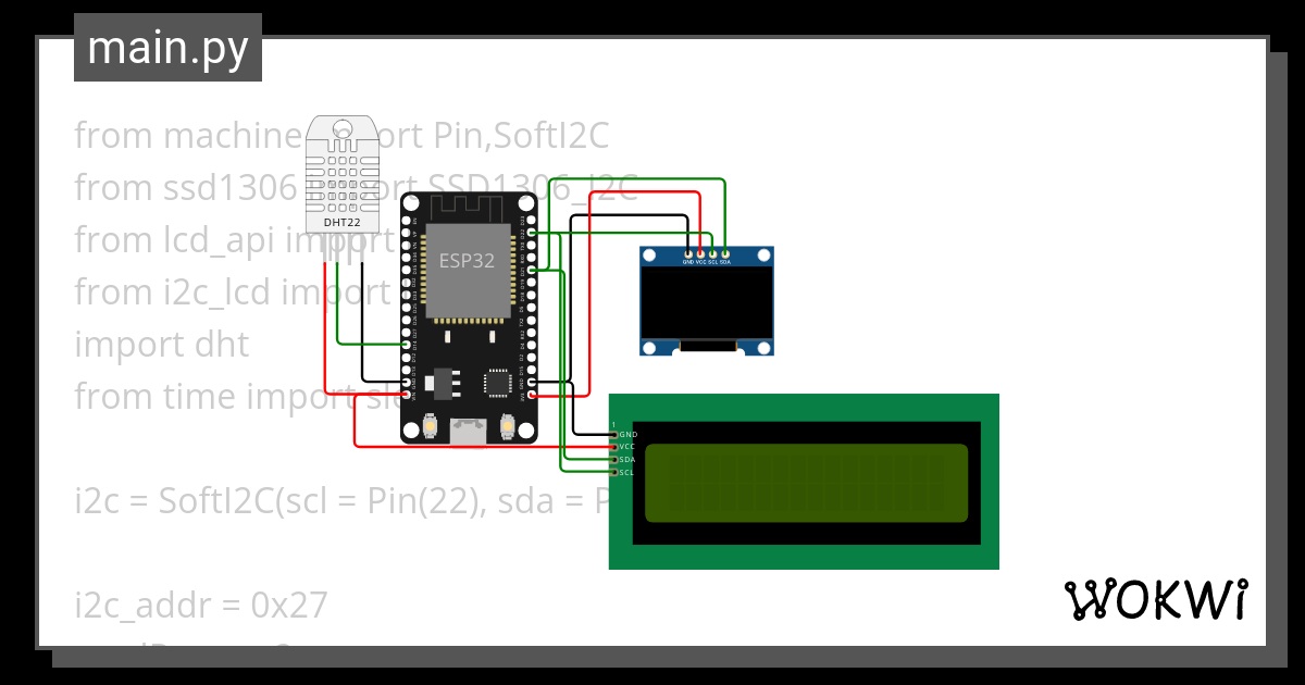 OLED Display Dht11 22 Py Wokwi ESP32 STM32 Arduino Simulator