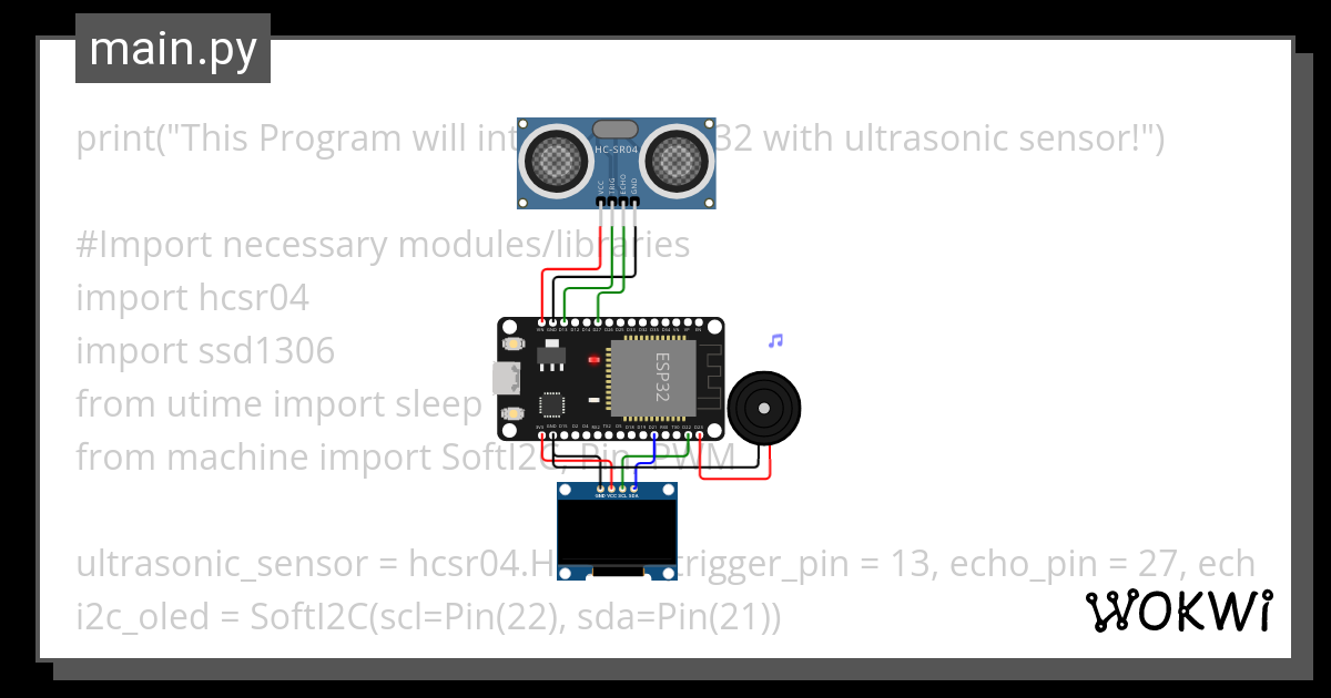 ESP32 ULTRASONIC SENSOR OLED Wokwi ESP32 STM32 Arduino Simulator