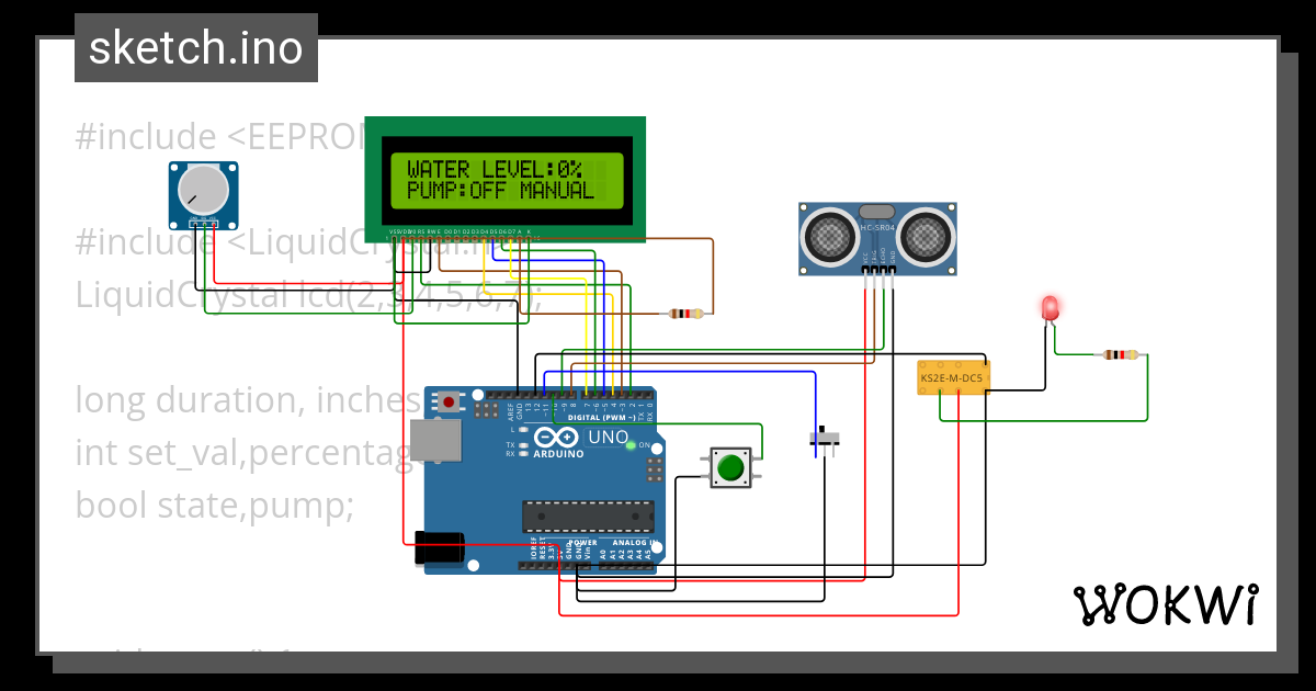 Automatic Water Level Controller Wokwi ESP32 STM32 Arduino Simulator