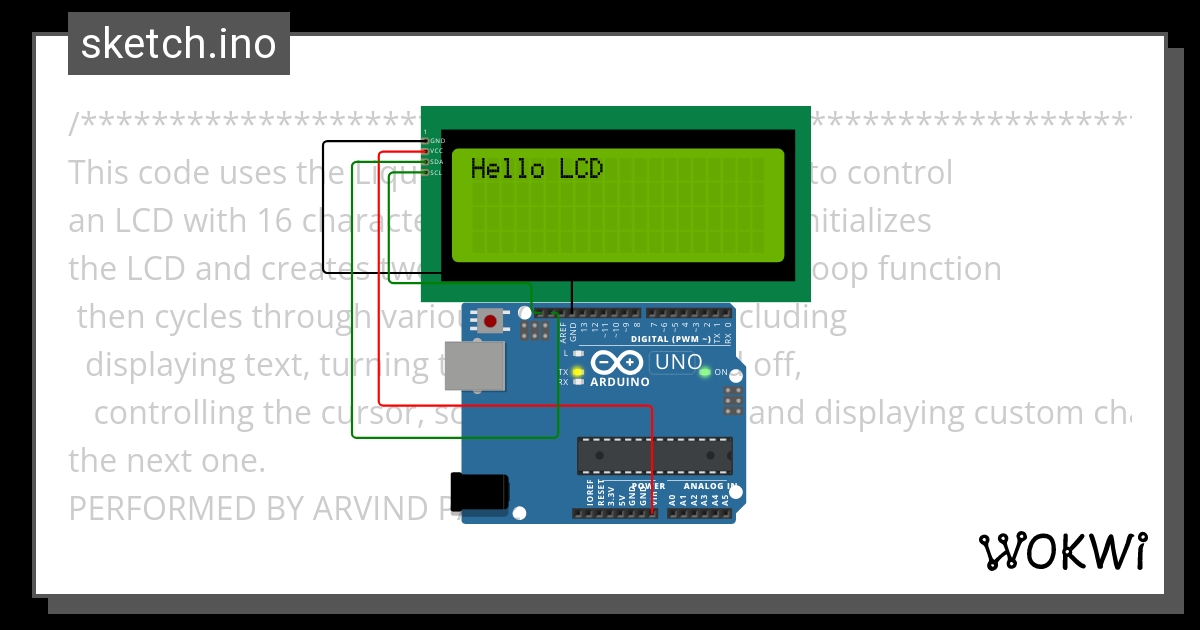 LCDI2C TEST Wokwi ESP32 STM32 Arduino Simulator