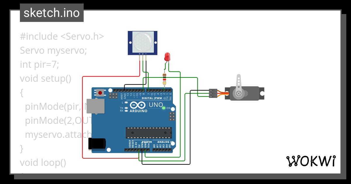 Automatic Door Open Using PIR Sensor And Servo Motor Wokwi ESP32