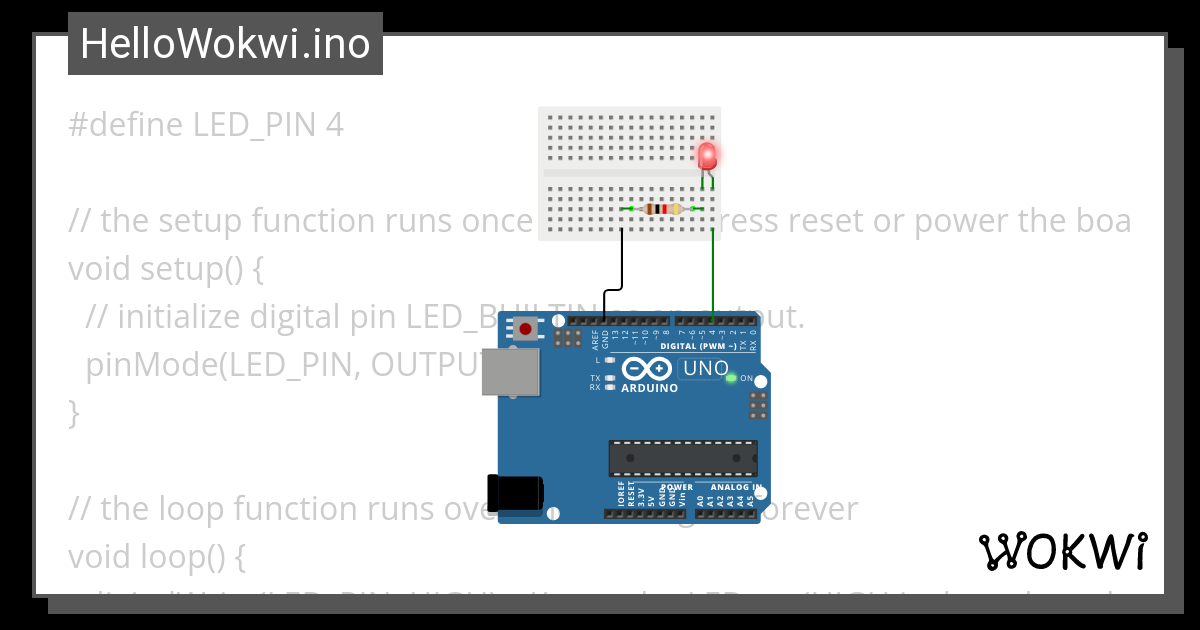 Blink External Led With Breadboard Wokwi Esp Stm Arduino Simulator