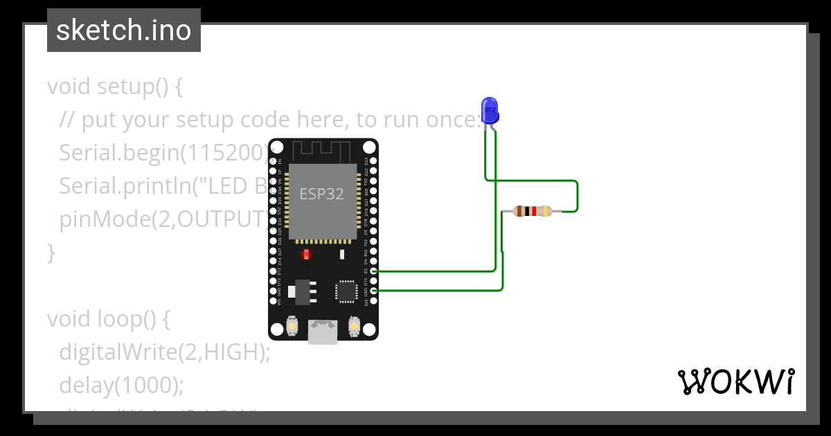 ESP32 LED CONNECTION Wokwi ESP32 STM32 Arduino Simulator