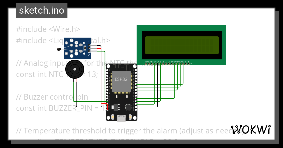 NTC Sensor With Esp32 Wokwi ESP32 STM32 Arduino Simulator