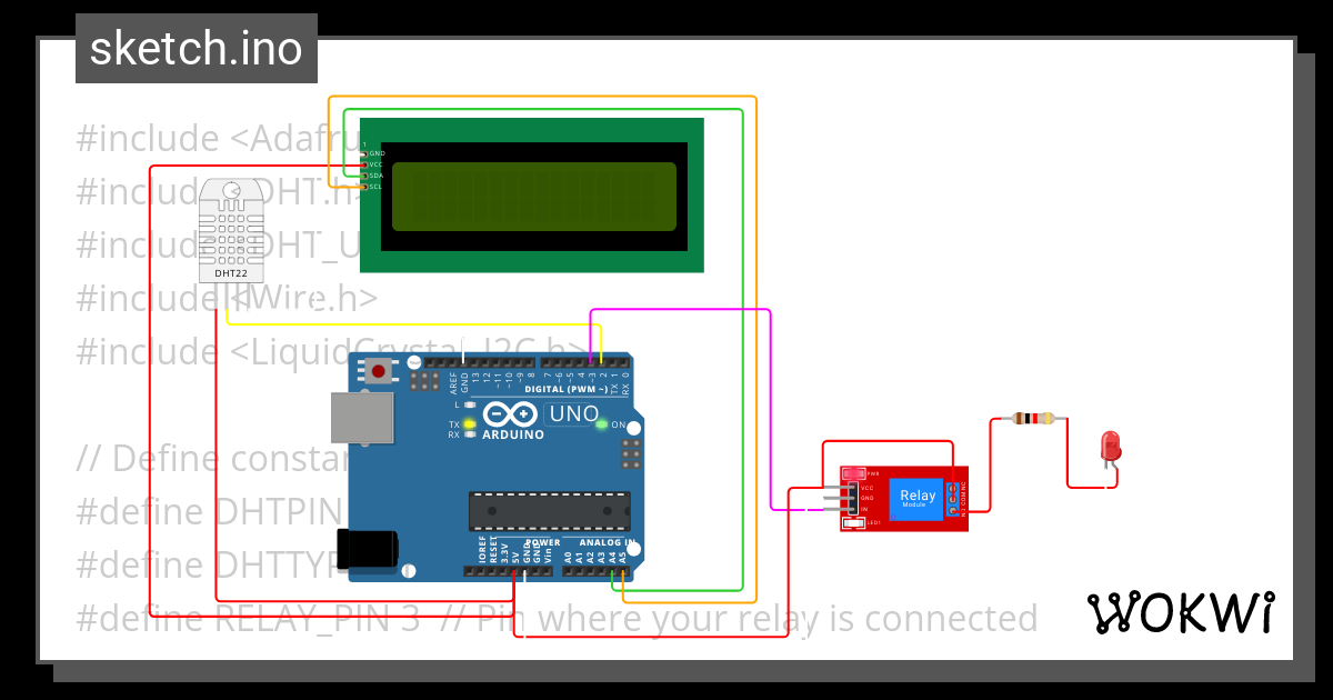 DHT11 LCD Relay Wokwi ESP32 STM32 Arduino Simulator