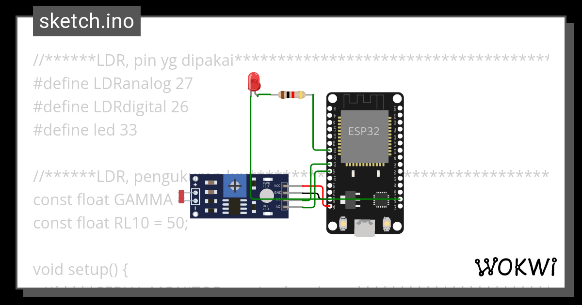 Sensor Ldr Analog Output Wokwi Esp32 Stm32 Arduino Simulator NBKomputer