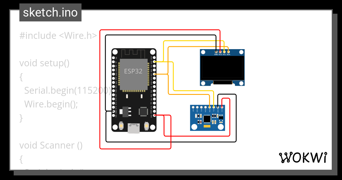 MCU Interfaces I2C Communication With OLED Display And MPU6050 Wokwi