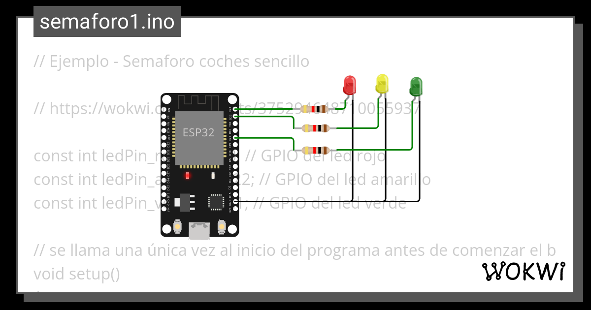 Semaforo Sencillo Wokwi Esp Stm Arduino Simulator