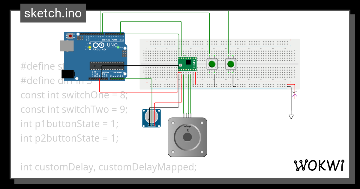 Stepper With Buttons Wokwi ESP32 STM32 Arduino Simulator