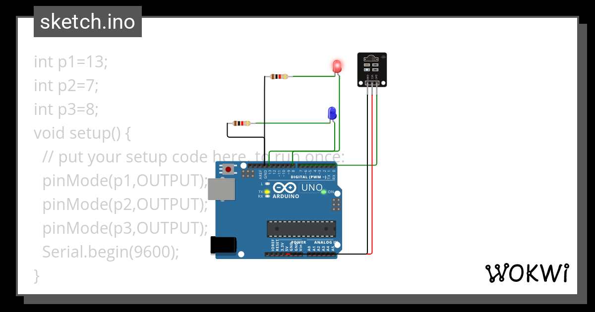 Red Blue SERAIL MONITOR MESSAGE USING IR SENSOR Wokwi ESP32 STM32