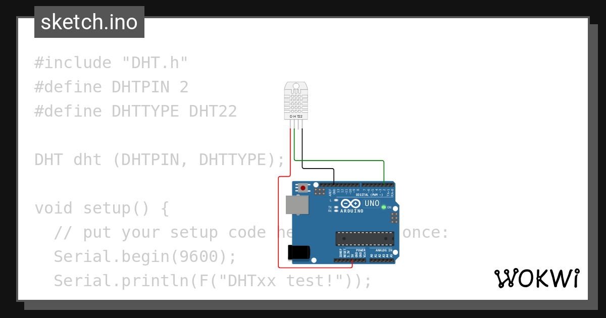 Sensor DHT Arduino Wokwi ESP32 STM32 Arduino Simulator