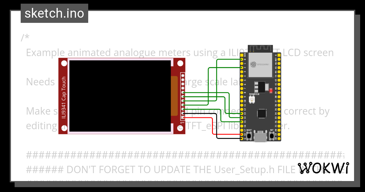 TFT ESPI Sim Wokwi ESP32 STM32 Arduino Simulator