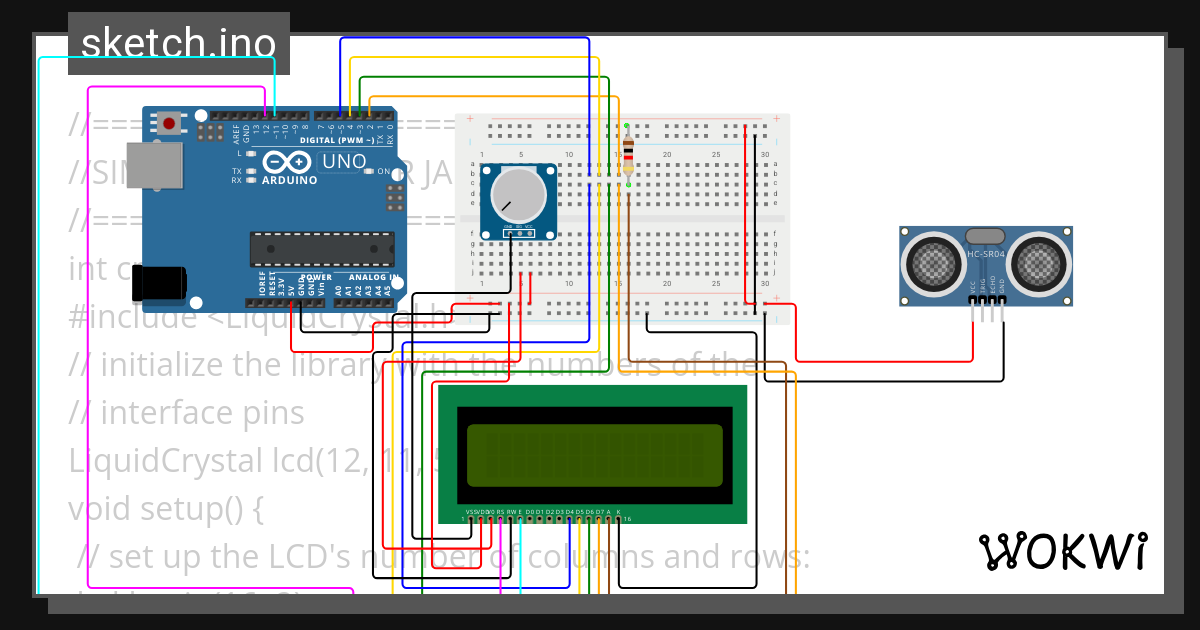 Arduino Pengukur Jarak Wokwi ESP32 STM32 Arduino Simulator