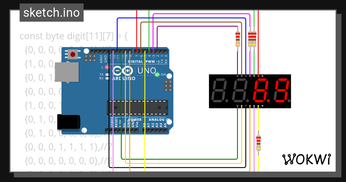 四位七段管 Copy 2 Wokwi ESP32 STM32 Arduino Simulator