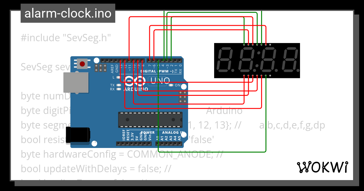 四位七段数码管 Wokwi ESP32 STM32 Arduino Simulator