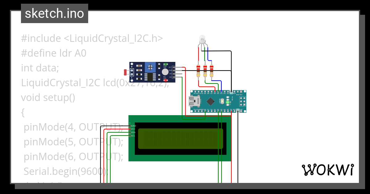 Ldr LcdI2C Map Rgb Wokwi ESP32 STM32 Arduino Simulator