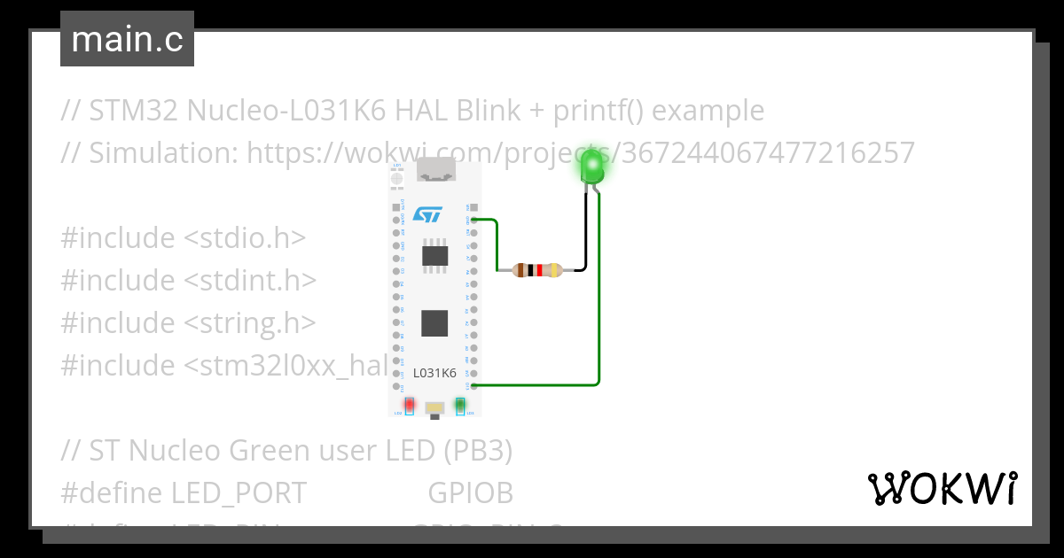 ST Nucleo L031 HAL Copy Wokwi ESP32 STM32 Arduino Simulator