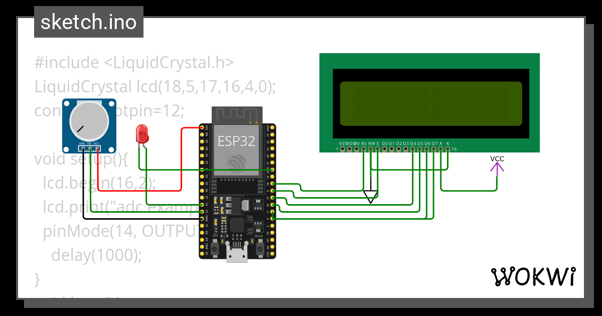 Pot Analog Read Using Led Wokwi Esp Stm Arduino Simulator