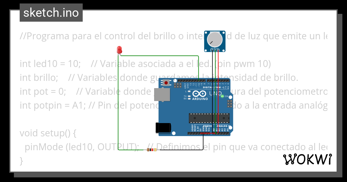 Luminosidad De Un Led Wokwi ESP32 STM32 Arduino Simulator