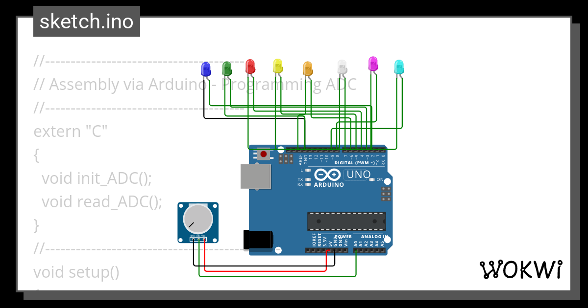 8 Led Adc Copy Wokwi ESP32 STM32 Arduino Simulator