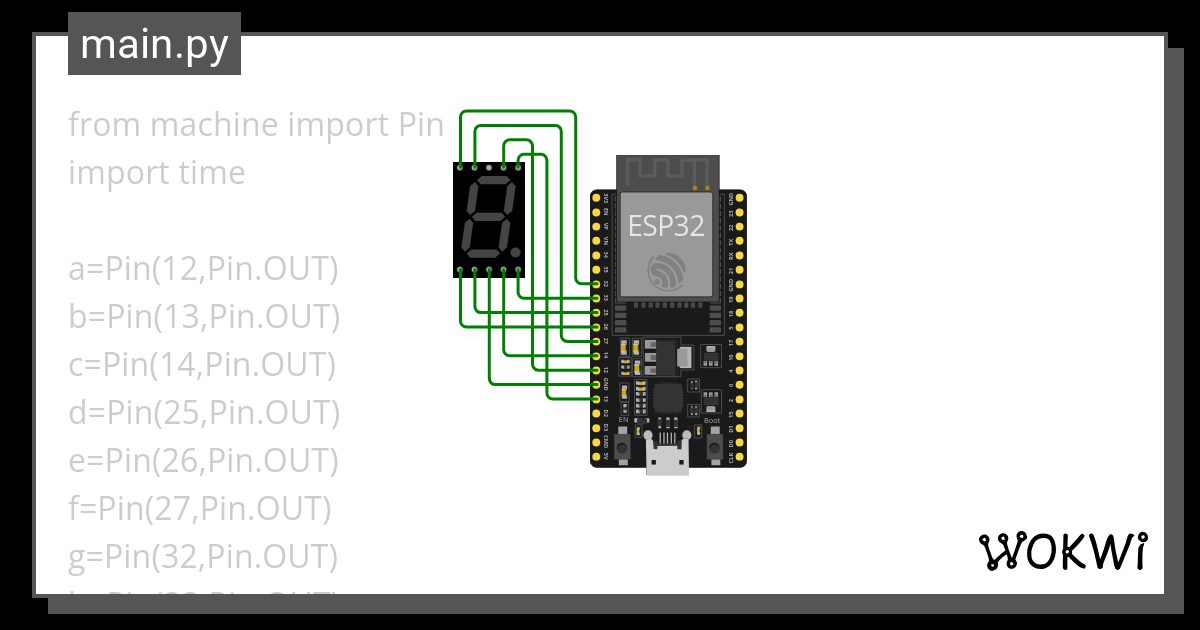 七段数码管 Wokwi ESP32 STM32 Arduino Simulator