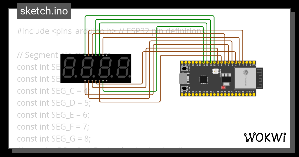 4 Digit 7 SEGMENT Wokwi ESP32 STM32 Arduino Simulator