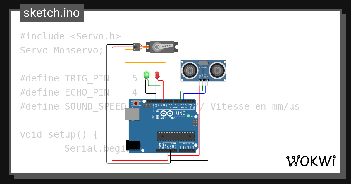 Calcul De Distance Avec Ultrason Led Servo Wokwi Esp Stm