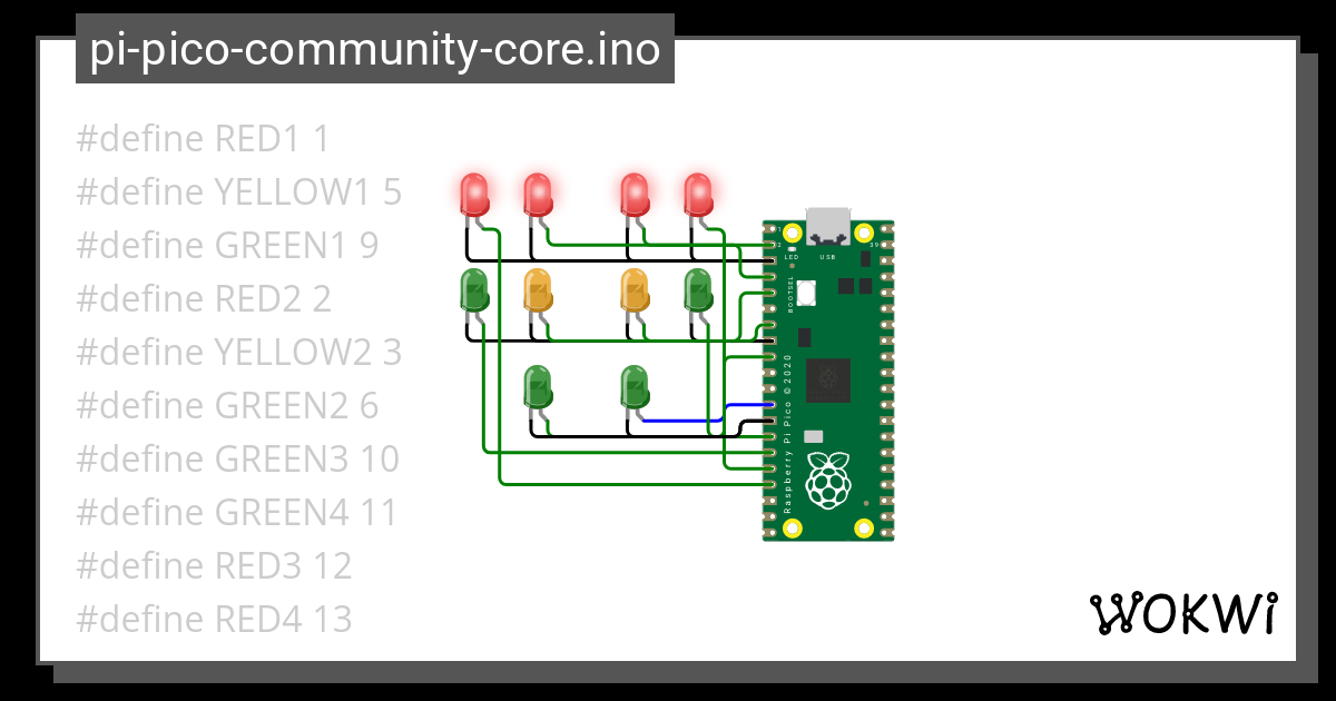 Pi Pico Community Core Ino Arrows Wokwi ESP32 STM32 Arduino Simulator