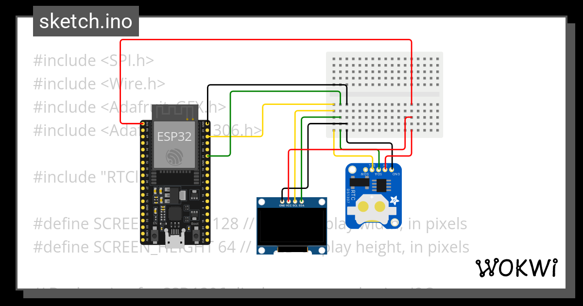 Oled Rtc Wokwi ESP32 STM32 Arduino Simulator