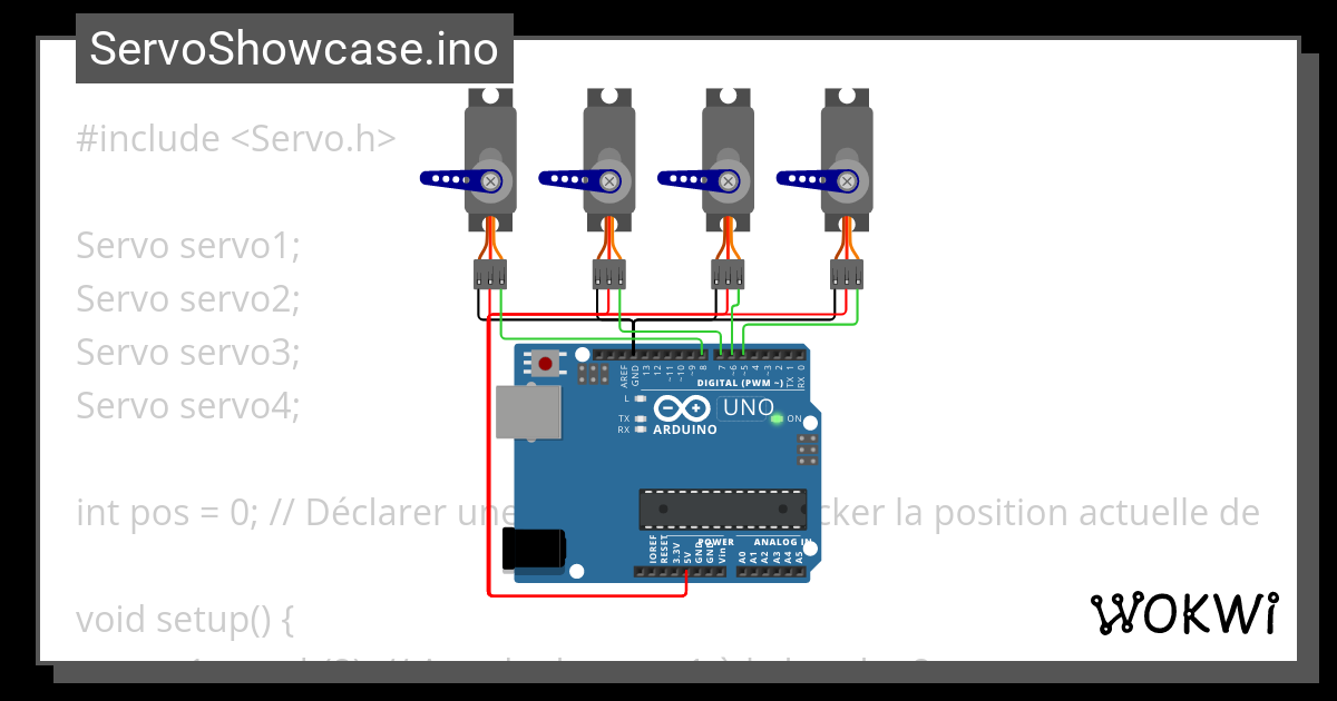 4 Servo Moteur Wokwi ESP32 STM32 Arduino Simulator